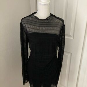 Sheer Black Long Sleeve Dress